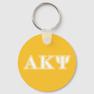Alpha Kappa Psi White and Yellow Letters Keychain