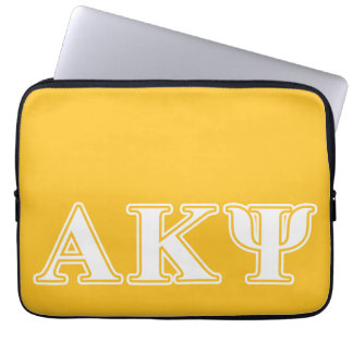 Alpha Kappa Psi White and Yellow Letters Laptop Sleeve
