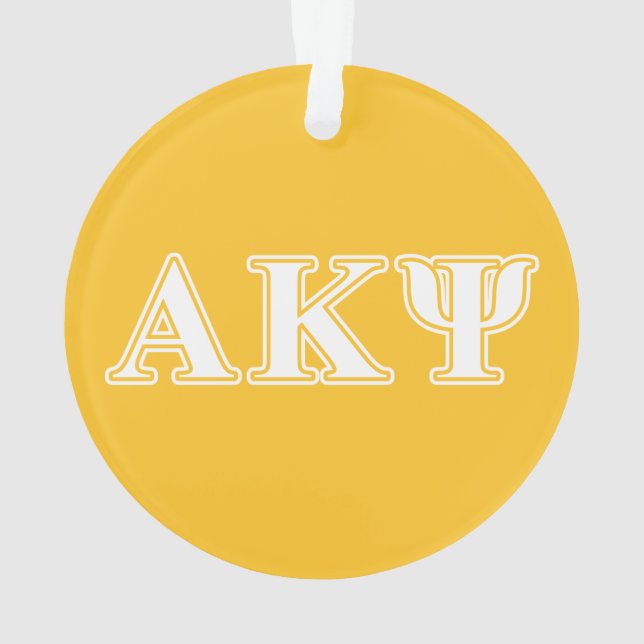 Alpha Kappa Psi White and Yellow Letters Ornament (Back)