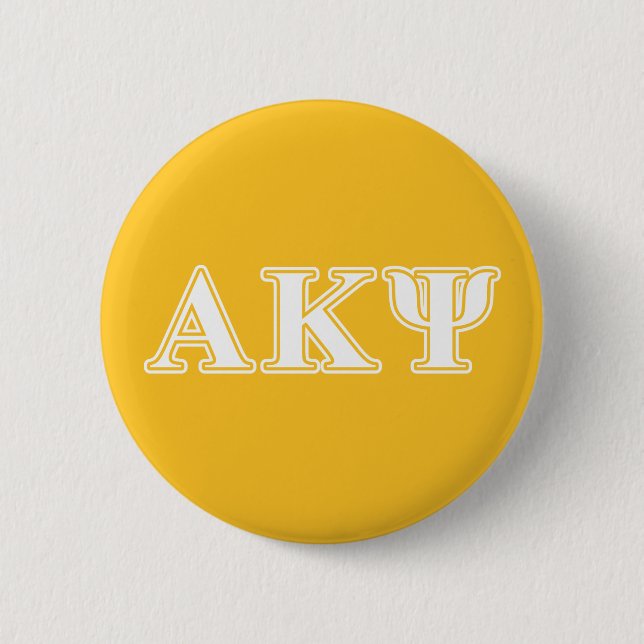 Alpha Kappa Psi White and Yellow Letters Pinback Button (Front)