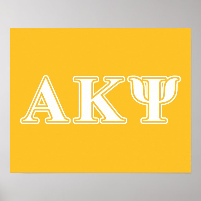Alpha Kappa Psi White and Yellow Letters Poster (Front)