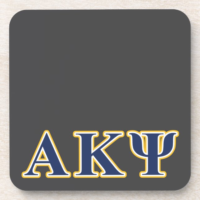 Alpha Kappa Psi Yellow and Navy Letters Beverage Coaster (Front)