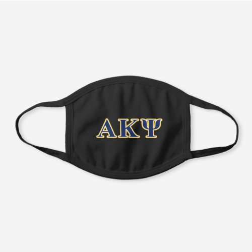 Alpha Kappa Psi Yellow and Navy Letters Black Cotton Face Mask