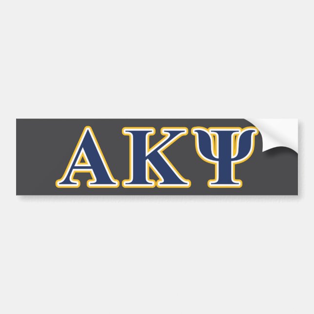 Alpha Kappa Psi Yellow and Navy Letters Bumper Sticker (Front)