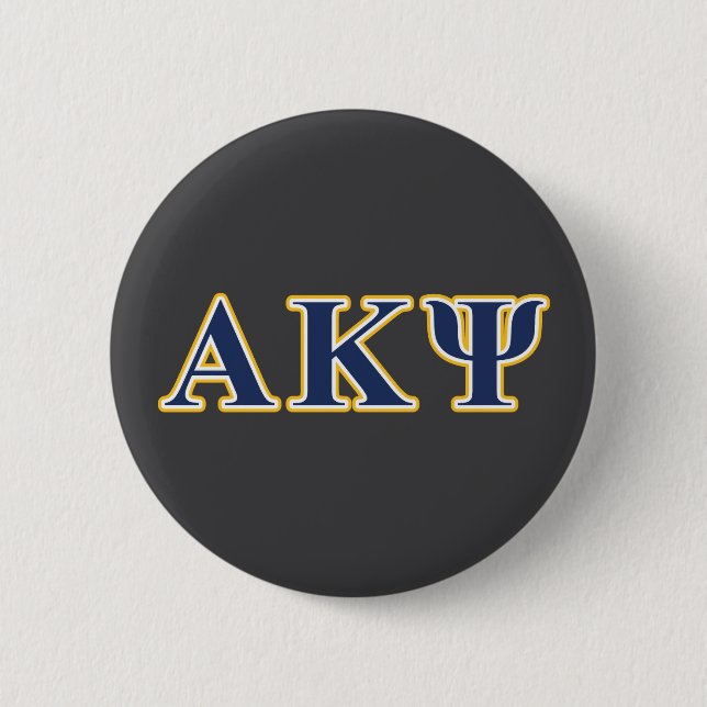 Alpha Kappa Psi Yellow and Navy Letters Button (Front)