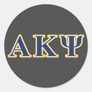 Alpha Kappa Psi Yellow and Navy Letters Classic Round Sticker
