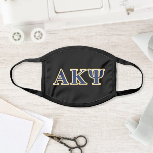 Alpha Kappa Psi Yellow and Navy Letters Face Mask