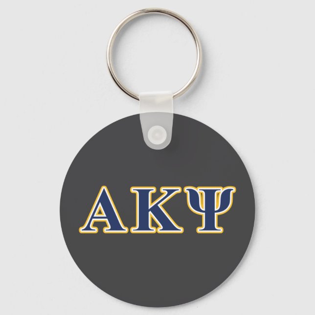 Alpha Kappa Psi Yellow and Navy Letters Keychain (Front)