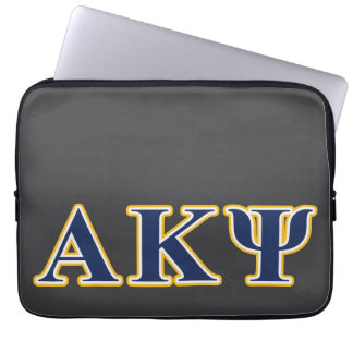 Alpha Kappa Psi Yellow and Navy Letters Laptop Sleeve