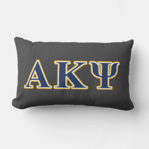 Alpha Kappa Psi Yellow and Navy Letters Lumbar Pillow