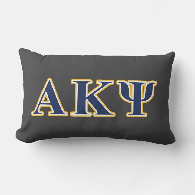Alpha Kappa Psi Yellow and Navy Letters Lumbar Pillow (Front)
