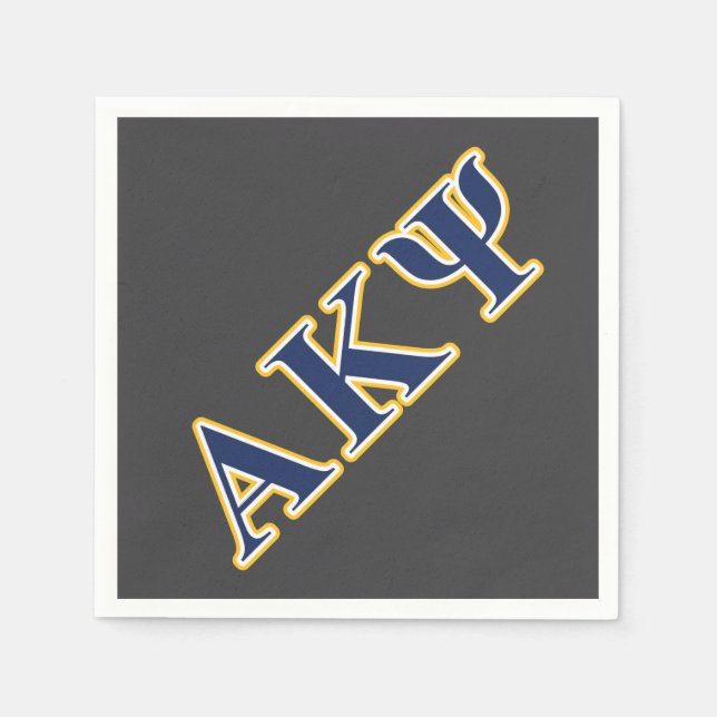 Alpha Kappa Psi Yellow and Navy Letters Napkins (Front)