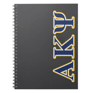 Alpha Kappa Psi Yellow and Navy Letters Notebook