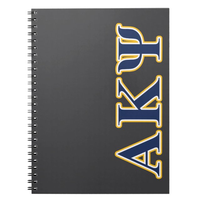 Alpha Kappa Psi Yellow and Navy Letters Notebook (Front)