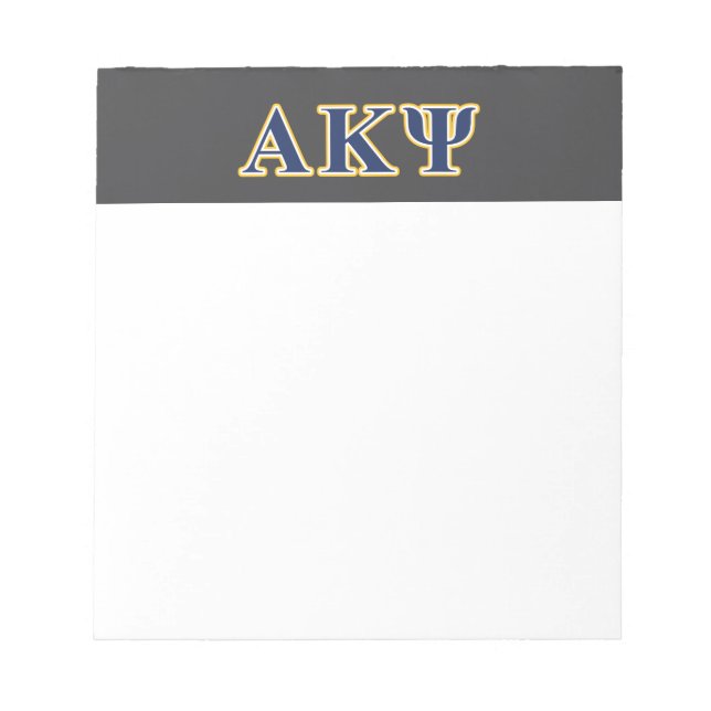 Alpha Kappa Psi Yellow and Navy Letters Notepad (Front)