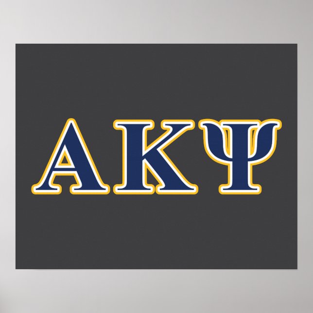 Alpha Kappa Psi Yellow and Navy Letters Poster (Front)