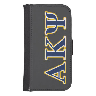 Alpha Kappa Psi Yellow and Navy Letters Samsung S4 Wallet Case