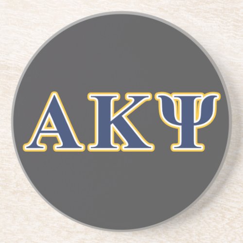 Alpha Kappa Psi Yellow and Navy Letters Sandstone Coaster