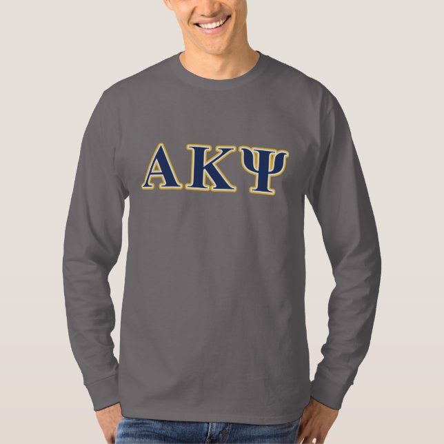 Alpha Kappa Psi Yellow and Navy Letters T-Shirt (Front)