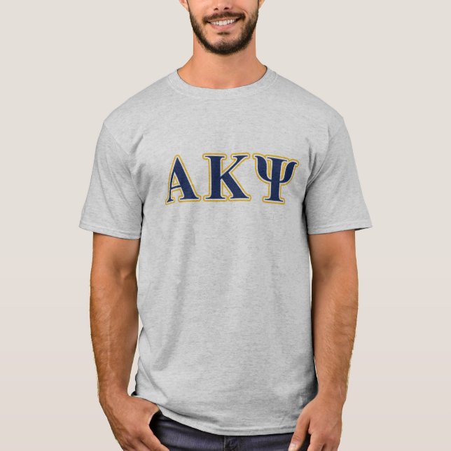Alpha Kappa Psi Yellow and Navy Letters T-Shirt (Front)