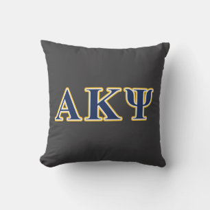 Alpha Kappa Psi Yellow and Navy Letters Throw Pillow