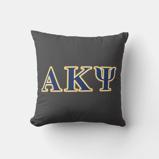 Alpha Kappa Psi Yellow and Navy Letters Throw Pillow (Front)