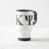 Alpha Kappa Psi Yellow and Navy Letters Travel Mug (Front Right)