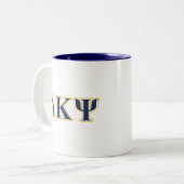 Alpha Kappa Psi Yellow and Navy Letters Two-Tone Coffee Mug (Front Left)