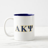 Alpha Kappa Psi Yellow and Navy Letters Two-Tone Coffee Mug (Left)