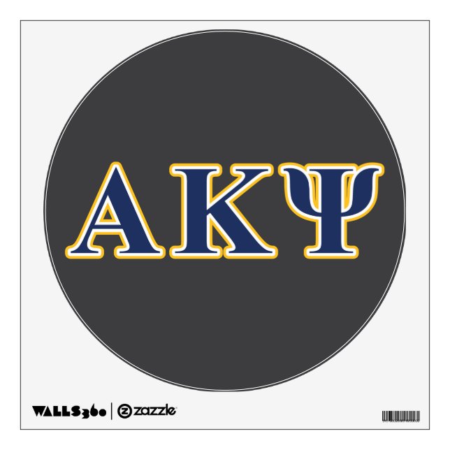 Alpha Kappa Psi Yellow and Navy Letters Wall Sticker (Front)