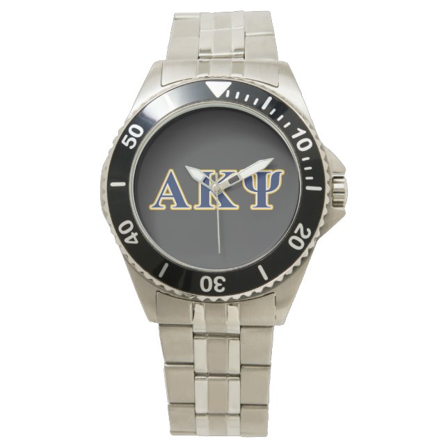 Alpha Kappa Psi Yellow and Navy Letters Watch (Front)