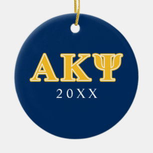 Alpha Kappa Psi Yellow Letters Ceramic Ornament