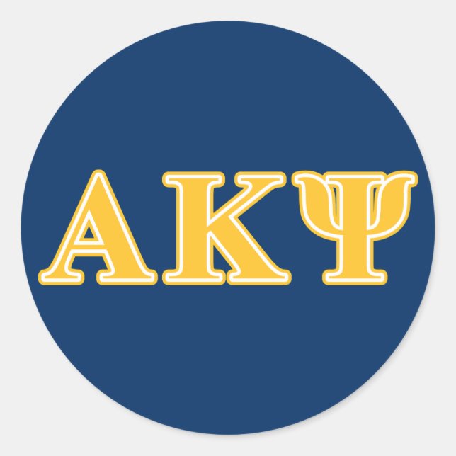 Alpha Kappa Psi Yellow Letters Classic Round Sticker (Front)