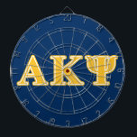 Alpha Kappa Psi Yellow Letters Dartboard With Darts<br><div class="desc">Check out these official Alpha Kappa Psi designs! Personalize your own Greek merchandise on Zazzle.com! Click the Customize button to insert your own name, class year, or club to make a unique product. Try adding text using various fonts & view a preview of your design! Zazzle's easy to customize products...</div>