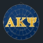 Alpha Kappa Psi Yellow Letters Dartboard With Darts<br><div class="desc">Check out these official Alpha Kappa Psi designs! Personalize your own Greek merchandise on Zazzle.com! Click the Customize button to insert your own name, class year, or club to make a unique product. Try adding text using various fonts & view a preview of your design! Zazzle's easy to customize products...</div>