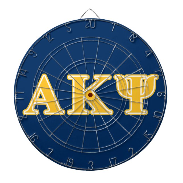 Alpha Kappa Psi Yellow Letters Dartboard With Darts (Front)