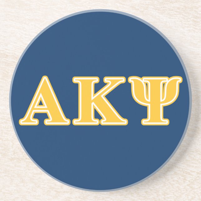 Alpha Kappa Psi Yellow Letters Drink Coaster (Front)