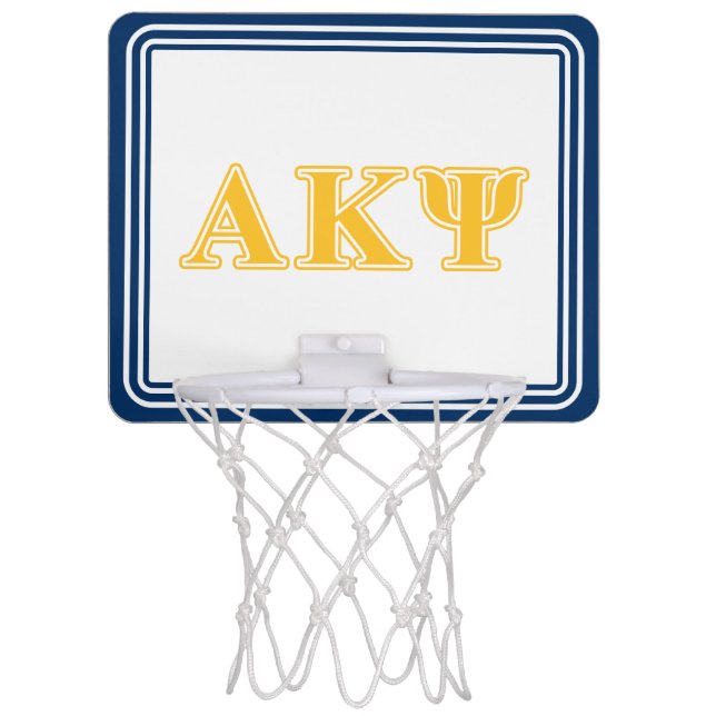 Alpha Kappa Psi Yellow Letters Mini Basketball Hoop (Front)