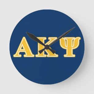 Alpha Kappa Psi Yellow Letters Round Clock