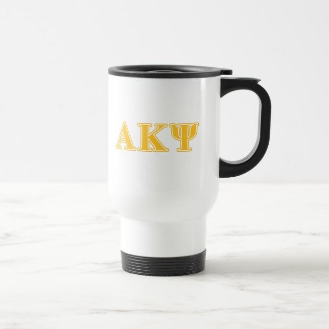 Alpha Kappa Psi Yellow Letters Travel Mug (Right)