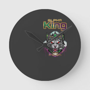 Alpha king lion motivational office round clock