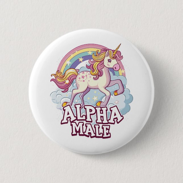 Alpha Male Unicorn Button (Front)