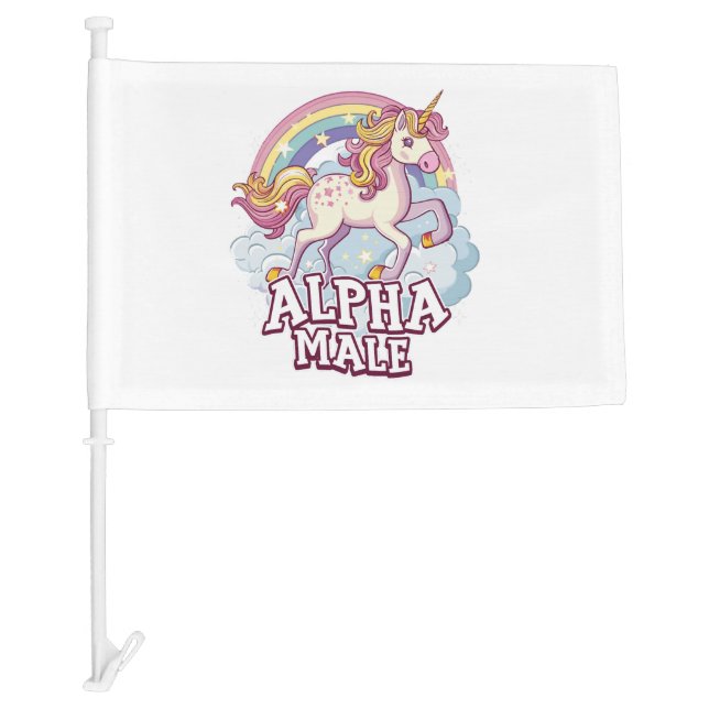 Alpha Male Unicorn Car Flag (Front)