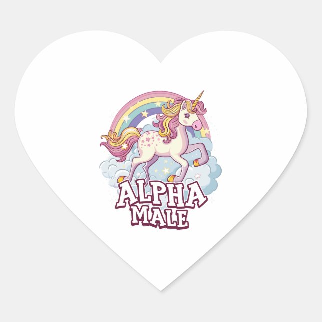 Alpha Male Unicorn Heart Sticker (Front)