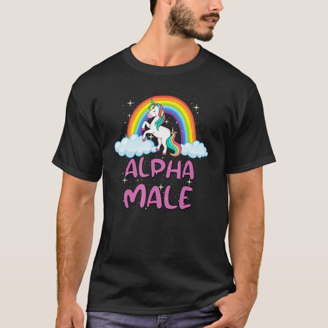 Alpha Male Unicorn Rainbow  meme sarcastic Humor T-Shirt (Front)
