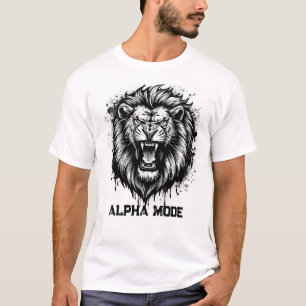 Alpha Mode Roaring Lion Head Black And White T-Shirt