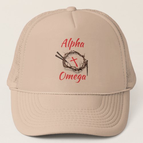 Alpha Omega Spiritual Faith Eternal Elegance Trucker Hat