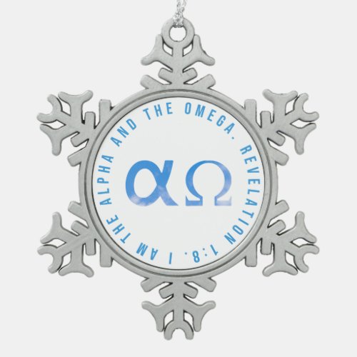 Alpha  Omega T_Shirt Snowflake Pewter Christmas Ornament