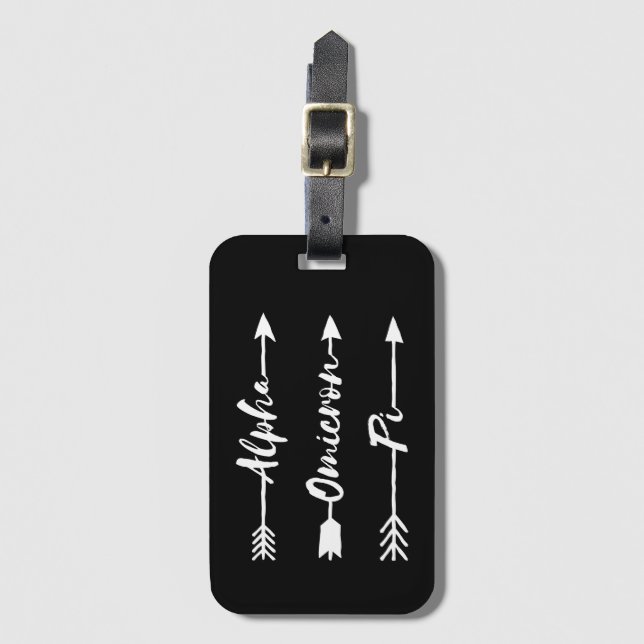 Alpha Omicron Pi Arrow Luggage Tag (Front Vertical)