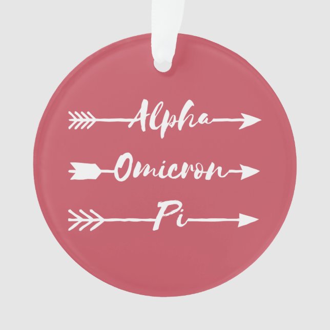 Alpha Omicron Pi Arrow Ornament (Front)